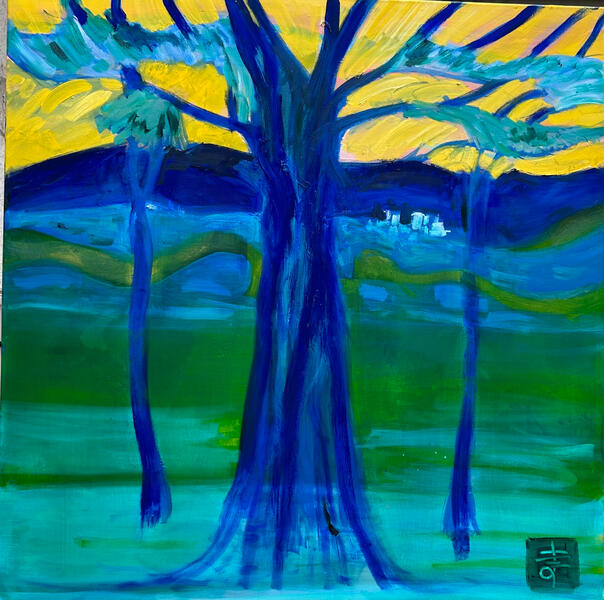 &quot;Paesaggio d&#39;acqua&quot; Olio su tela 100x100 cm