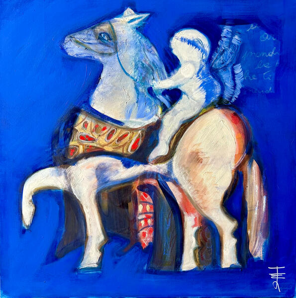 &quot;Ancora un giro di giostra&quot; Olio su tela 100x100 cm