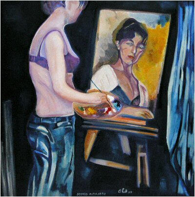 &quot;Ritratto doppio&quot; Olio su tela 100 x 100 cm